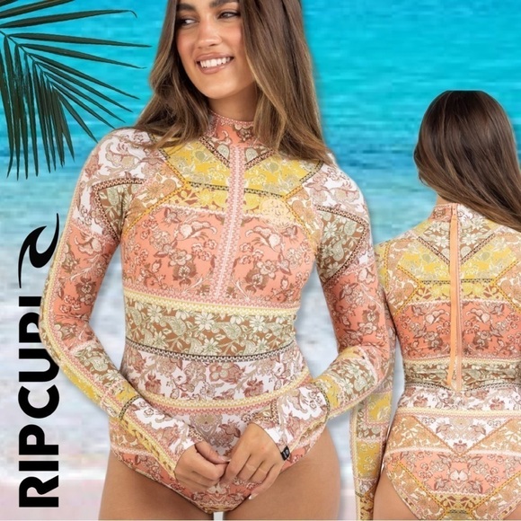 RIP Curl Wanderer Long Sleeve Rash guard Surf suit Coral Boho L and XL - Picture 1 of 11